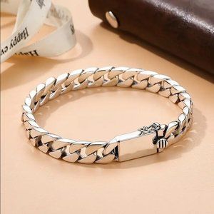 Mens 8" 18K White Gold Cuban Chain Link Bracelet 18 K Karat Guys Silver Jewelry